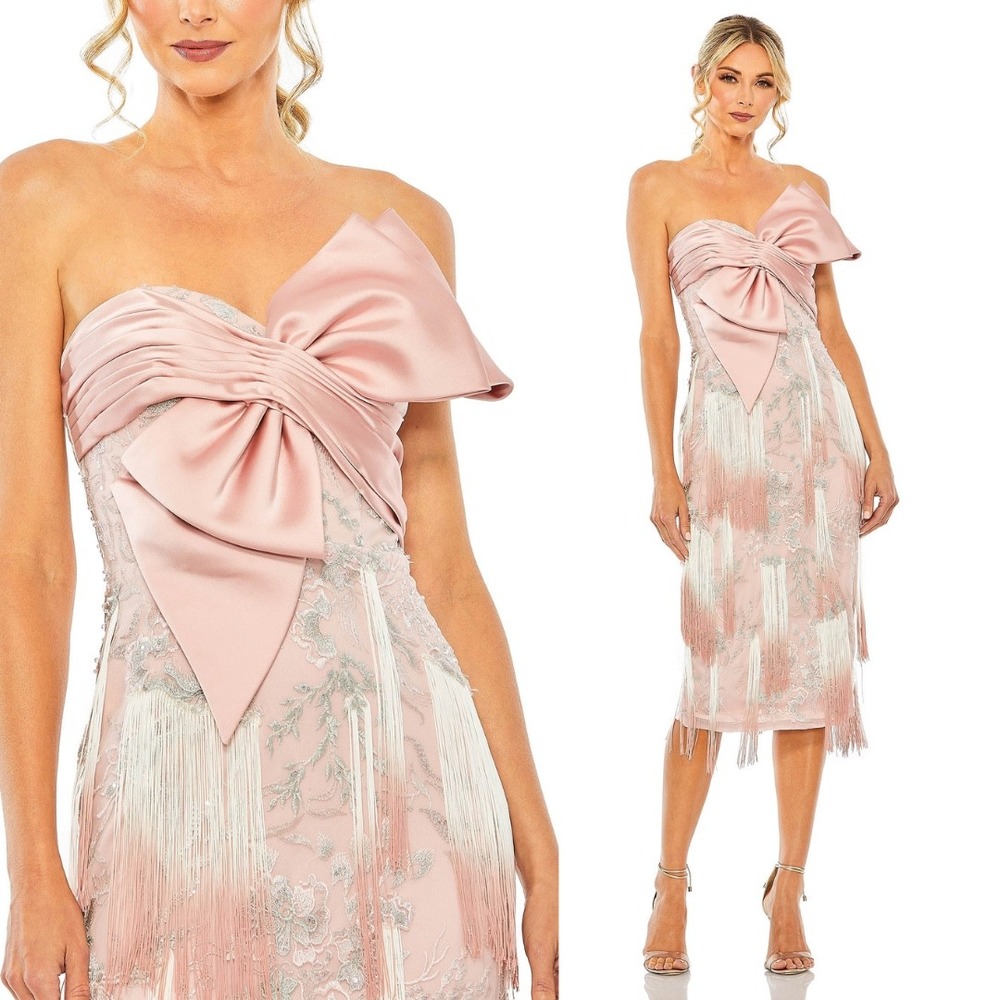 Mac Duggal Blush Strapless Dress with Bow